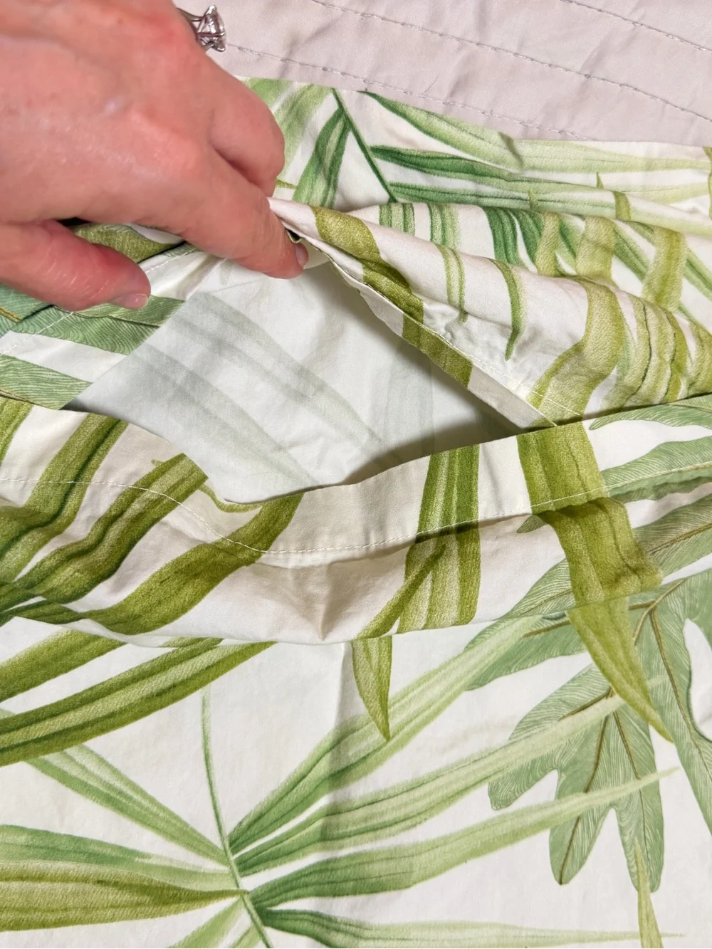 Pottery Barn Palm Duvet Cover & Sham Set Full Queen Organic Cotton Tropical Gree